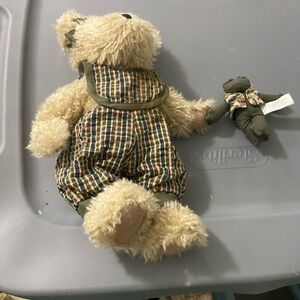 Boyd Bears Plaid Overalls Teddy Bear with Mini Frog
